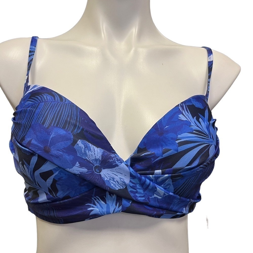 Nicole Miller Bikini Top Blue Large Turkish Sea Print